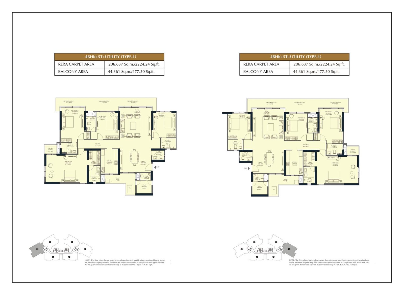 Emaar Elite Oasis 4 BHK Type 1 floor plan